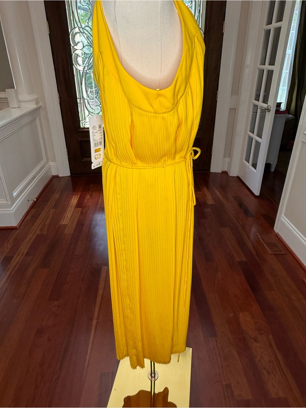 NWT Escada Sport Damyka Sunflower Yellow Pleated Midi Dress Size 44 Designer - Picture 2 of 9